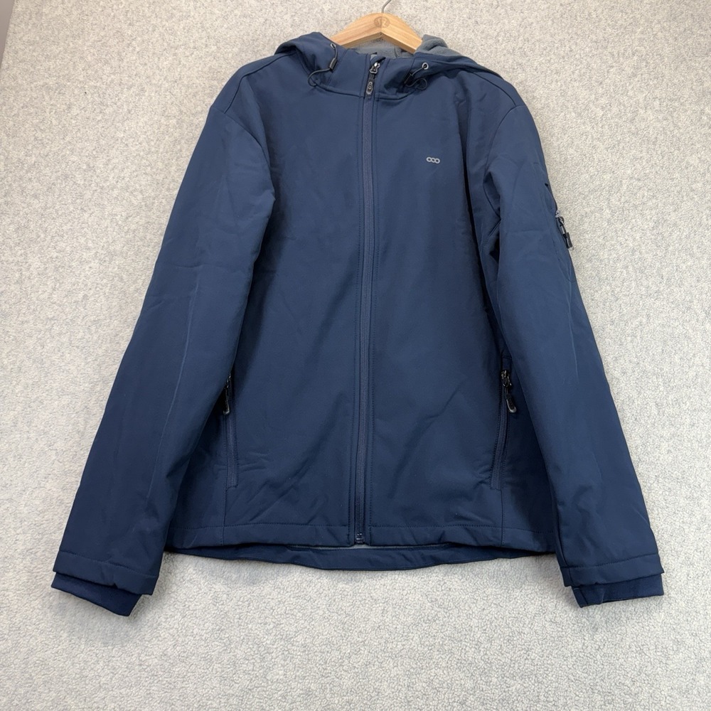 33,000ft Men's Fleece-Lined Softshell Hooded Jacket Navy Blue Size L